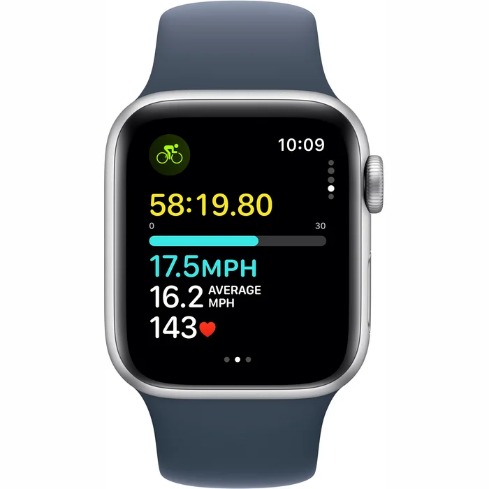 Viedpulkstenis Apple Watch SE 2023 GPS + Cellular 40mm Silver Aluminium Case with Storm Blue Sport Band - M/L
